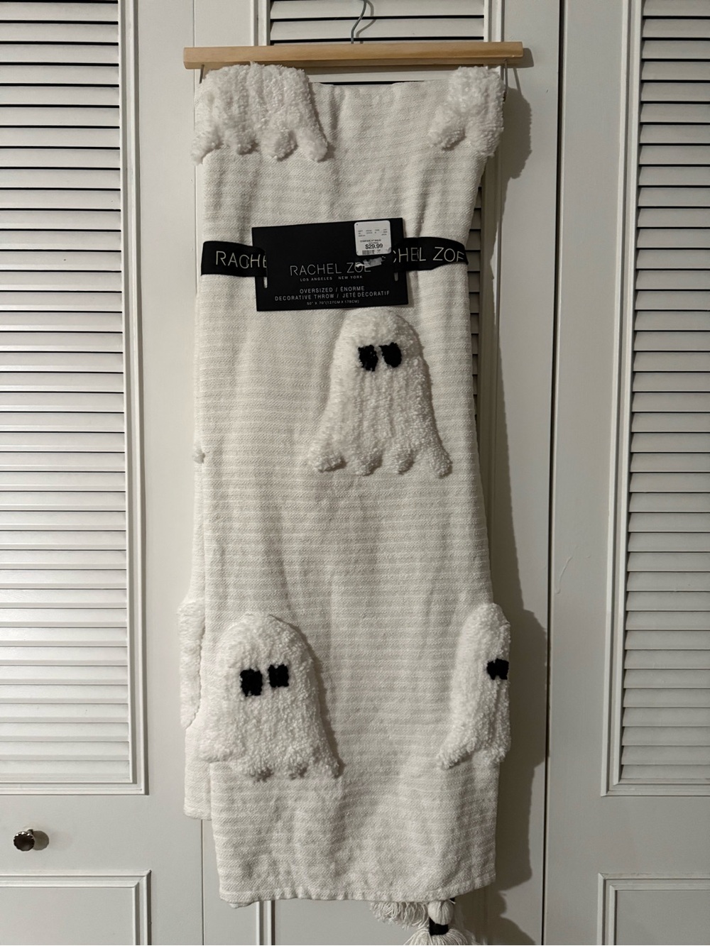 Rachel Zoe Decorative White Ghost Pattern Throw Blanket